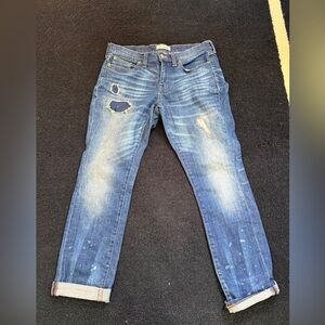 Madewell Women's Slim Boyjean Distressed Blue Jeans